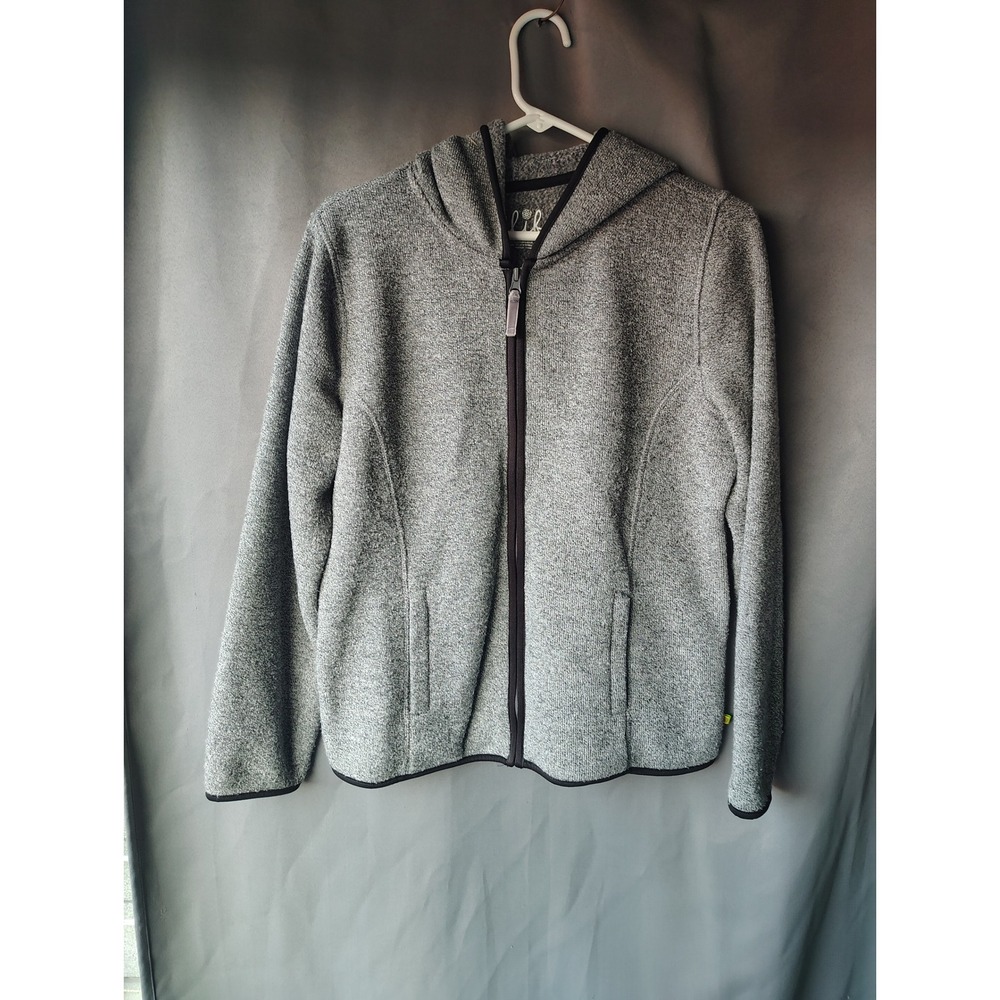 Made For Life Womens Gray Heathered Full Zip Hooded Sweatshirt Fleece Jacket PM